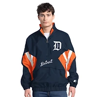 Men's Starter  Navy Detroit Tigers Cooperstown Chief Half-Zip Pullover