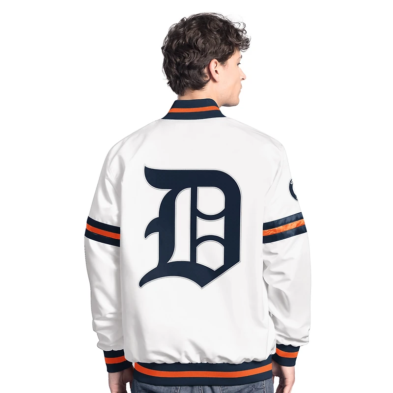 Men's Starter  White Detroit Tigers Cooperstown Scout Full-Snap Varsity Jacket