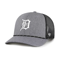 Men's '47 Charcoal Detroit Tigers Carbon Rope Trucker Adjustable Hat