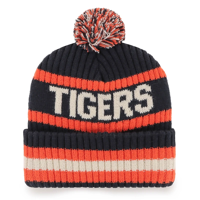 Bonnet en tricot à revers Bering des Detroit Tigers '47 bleu marine pour homme avec pompon