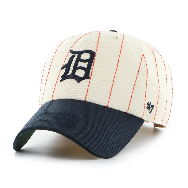Casquette ajustable '47 x Rawlings Natural/Navy Detroit Tigers à rayures fines Clean Up pour homme