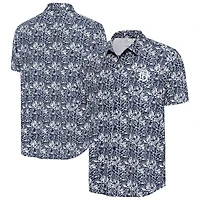 Chemise boutonnée bleu marine Antigua pour homme, style resort, Detroit Tigers