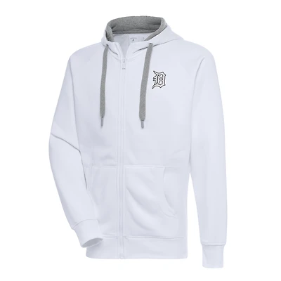 Men's Antigua White Detroit Tigers Metallic Victory Full-Zip Hoodie