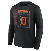 T-shirt à manches longues noir pour homme Detroit Tigers Home Field Pop personnalisé avec nom et numéro