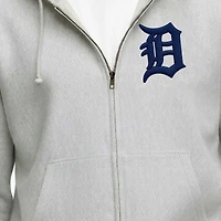 Men's Champion  Gray Detroit Tigers Reverse Weave Chenille Full-Zip Hoodie