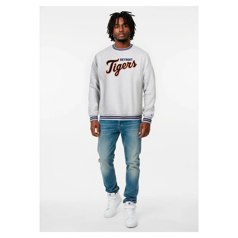 Men's Champion Heather Gray Detroit Tigers Reverse Weave Sweatshirt