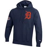 Men's Champion  Navy Detroit Tigers Reverse Weave Chenille Hoodie