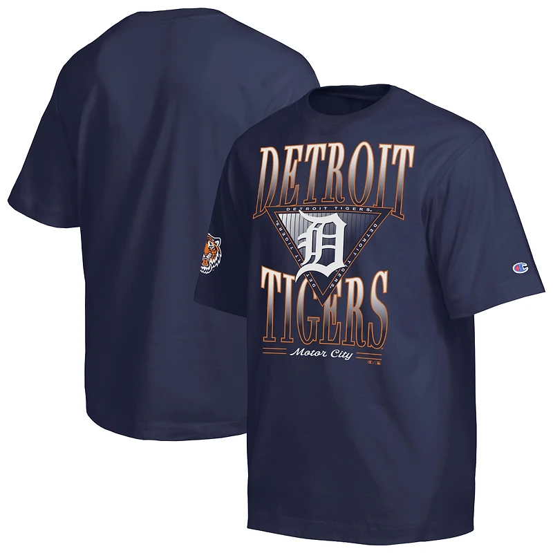 Men's Champion Navy Detroit Tigers Traditions Two Locations T-Shirt