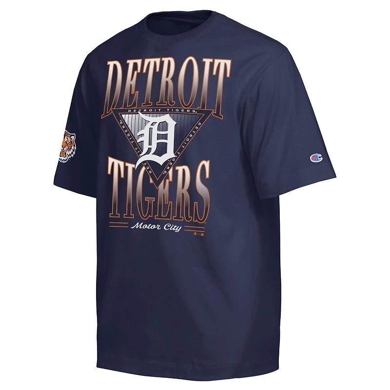 Men's Champion Navy Detroit Tigers Traditions Two Locations T-Shirt