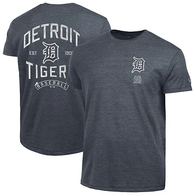 T-shirt vintage Champion Detroit Tigers bleu marine à trois couleurs, en mélange de tissus.