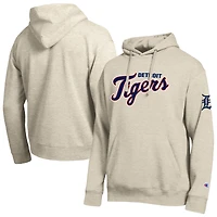 Sweat à capuche Champion Oatmeal Detroit Tigers All Star en chenille pour homme