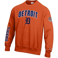 Men's Champion  Orange Detroit Tigers Reverse Weave Chenille Sweatshirt