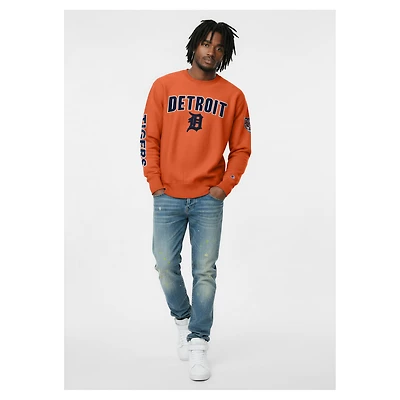 Sweat-shirt Champion orange Detroit Tigers en chenille à tissage inversé pour homme
