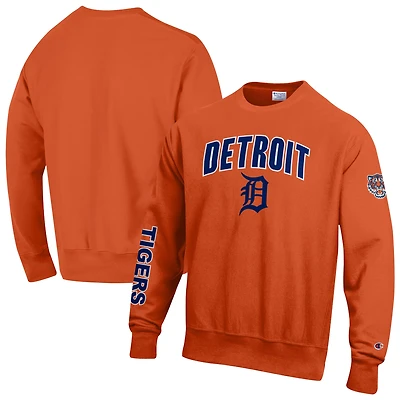 Men's Champion  Orange Detroit Tigers Reverse Weave Chenille Sweatshirt