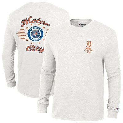 T-shirt à manches longues Champion White Detroit Tigers Cooperstown Winning Tradition Tri-Blend pour homme
