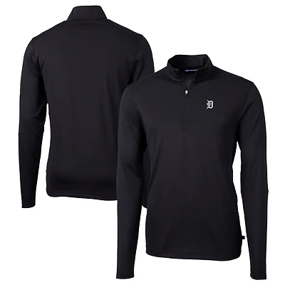 Veste zippée quart de tour Virtue Eco Pique DryTec pour homme, noire, coupe Cutter & Buck, des Detroit Tigers, grande taille