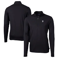 Veste zippée quart de tour Virtue Eco Pique DryTec pour homme, noire, coupe Cutter & Buck, des Detroit Tigers, grande taille