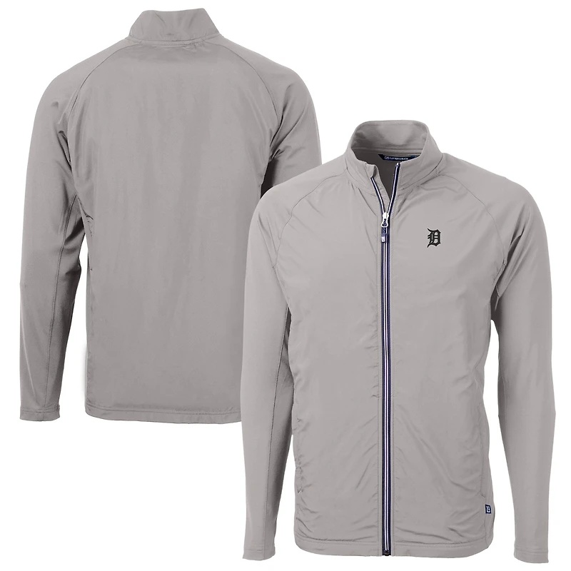 Veste hybride en tricot écologique recyclé Adapt pour homme, coupe-vent et coupe-buck, grise, des Detroit Tigers, grande taille, avec fermeture éclair intégrale