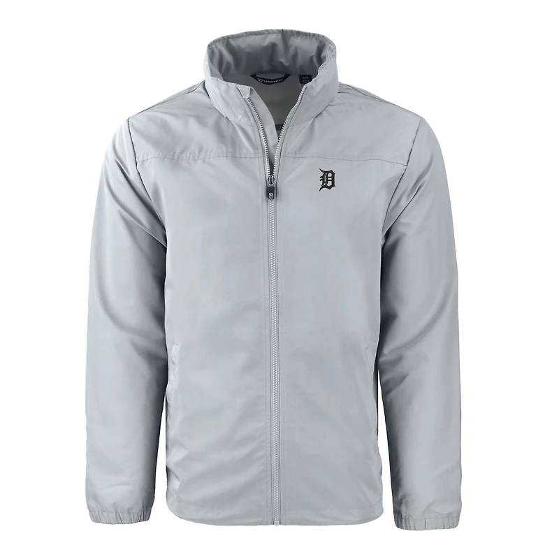 Veste zippée intégrale en tricot recyclé Cutter & Buck pour homme, couleur grise, des Detroit Tigers, de grande taille