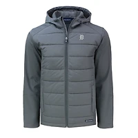 Men's Cutter & Buck Gray Detroit Tigers Big Tall Evoke Hybrid Eco Softshell Recycled Full-Zip Jacket