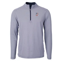 Men's Cutter & Buck  Navy Detroit Tigers Americana Logo Virtue Eco Pique Stripe Recycled Quarter-Zip Pullover Top