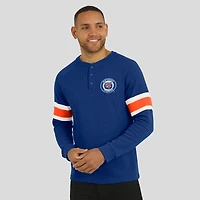 T-shirt Henley à manches longues raglan en tricot gaufré bleu pour homme de la collection Darius Rucker by Fanatics des Detroit Tigers