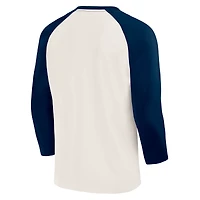T-shirt raglan à manches 3/4 pour homme, collection Darius Rucker par Fanatics, couleur crème/marine, Detroit Tigers, style Americana.