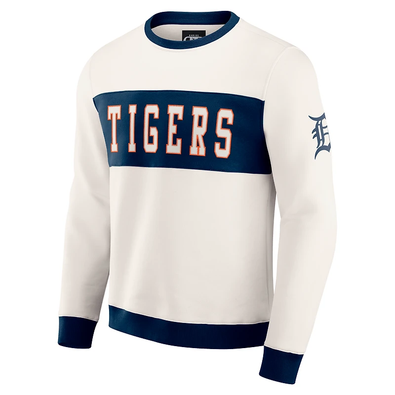 Sweat-shirt ras du cou colorblock crème des Detroit Tigers pour homme de la collection Darius Rucker par Fanatics