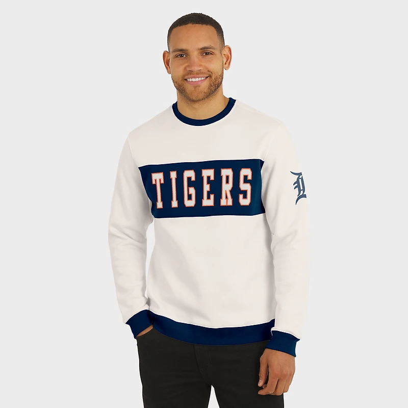 Sweat-shirt ras du cou colorblock crème des Detroit Tigers pour homme de la collection Darius Rucker par Fanatics
