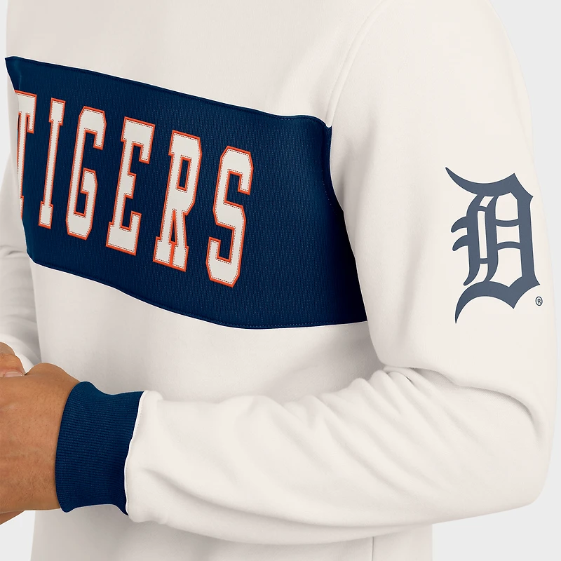 Sweat-shirt ras du cou colorblock crème des Detroit Tigers pour homme de la collection Darius Rucker par Fanatics