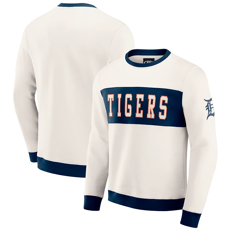 Sweat-shirt ras du cou colorblock crème des Detroit Tigers pour homme de la collection Darius Rucker par Fanatics