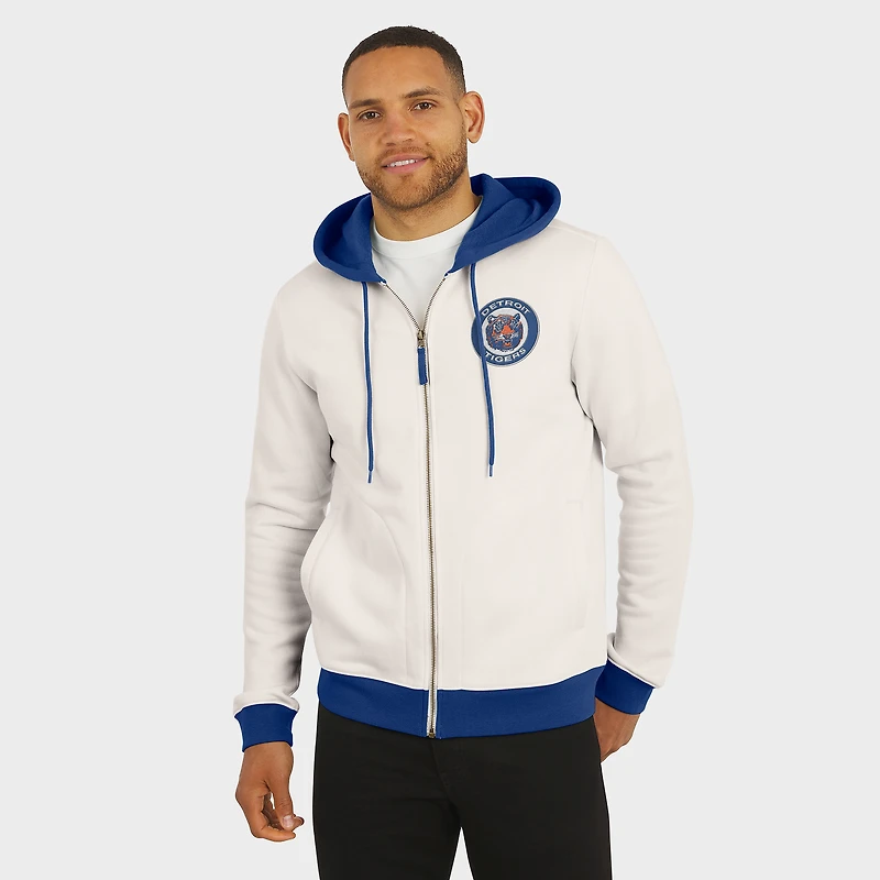 Sweat à capuche zippé en polaire crème pour homme Darius Rucker Collection by Fanatics des Detroit Tigers