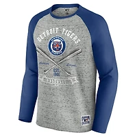 Men's Darius Rucker Collection by Fanatics  Heather Gray Detroit Tigers Raw Edge Raglan Long Sleeve Baseball T-Shirt