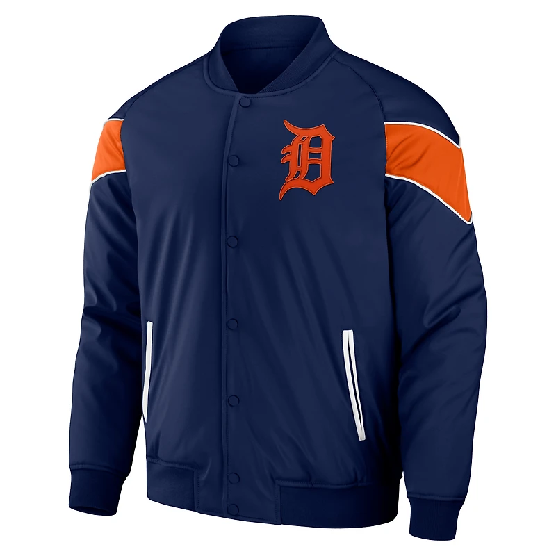 Veste raglan bleu marine à boutons-pression pour homme, collection Darius Rucker par Fanatics, Detroit Tigers.