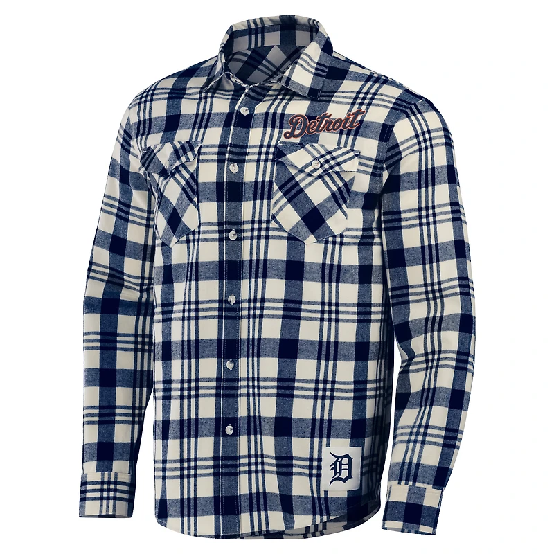 Chemise à carreaux en flanelle bleu marine Detroit Tigers de la collection Darius Rucker pour homme par Fanatics