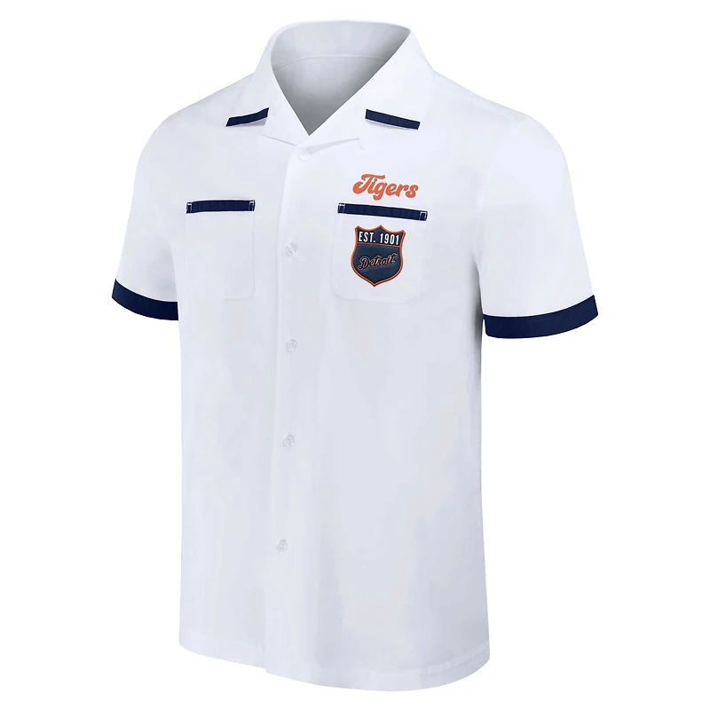 Men's Darius Rucker Collection by Fanatics  White Detroit Tigers Bowling Button-Up Shirt