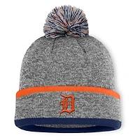 Bonnet en tricot à revers et pompon Fanatics Backstop gris chiné pour homme des Detroit Tigers