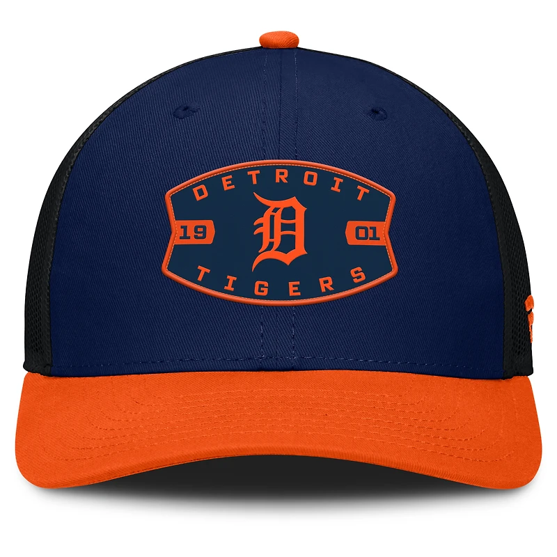 Casquette camionneur ajustable Fanatics des Detroit Tigers bleu marine/orange pour homme
