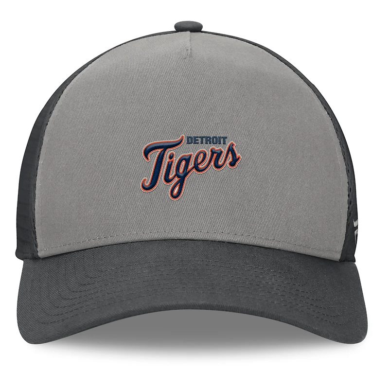 Men's Fanatics Gray/Graphite Detroit Tigers A-Frame Trucker Adjustable Hat