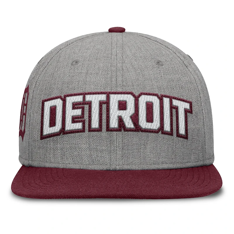 Men's Fanatics Gray/Maroon Detroit Tigers Elements Felt Chainstitch Snapback Hat