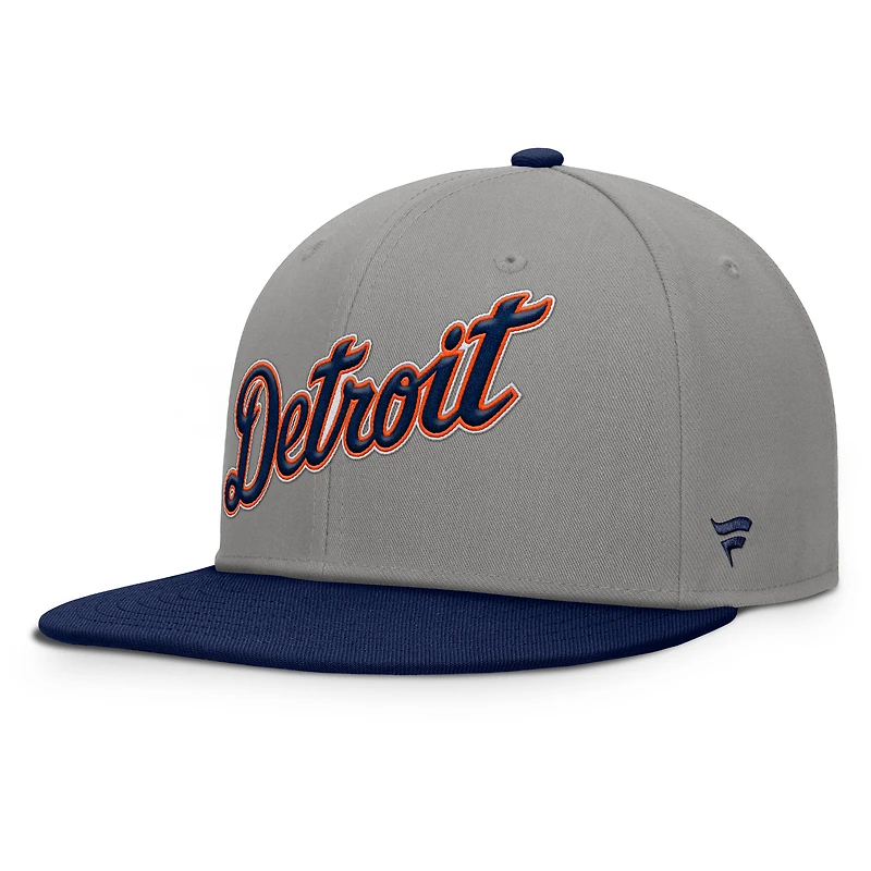 Casquette ajustée Fanatics pour homme Detroit Tigers Clubhouse Dugout gris/bleu marine