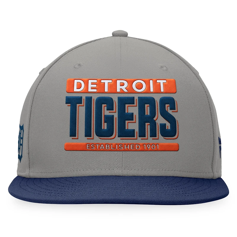 Men's Fanatics Gray/Navy Detroit Tigers Line Drive Two-Tone Snapback Hat