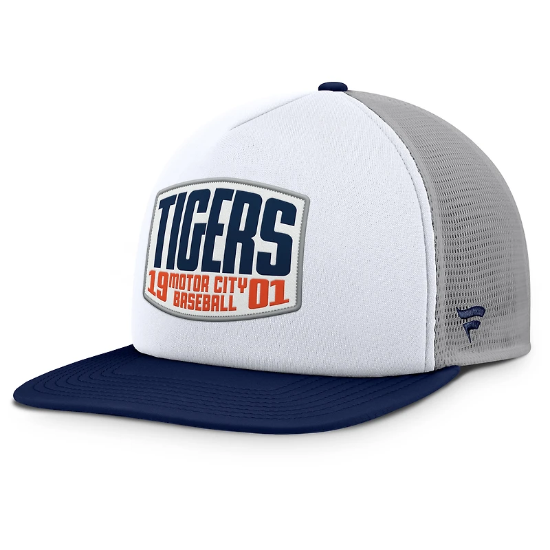 Casquette ajustable Fanatics grise/blanche Detroit Tigers pour homme avec patch avant en mousse