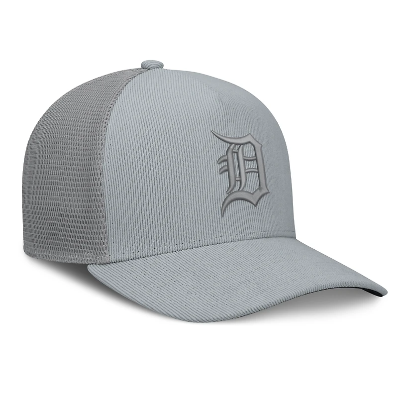 Men's Fanatics Gray Detroit Tigers Corduroy Relief Trucker Adjustable Hat