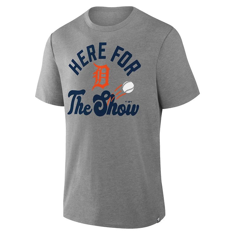 T-shirt tri-blend nostalgique gris chiné Fanatics pour homme des Detroit Tigers