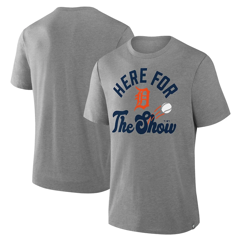 T-shirt tri-blend nostalgique gris chiné Fanatics pour homme des Detroit Tigers