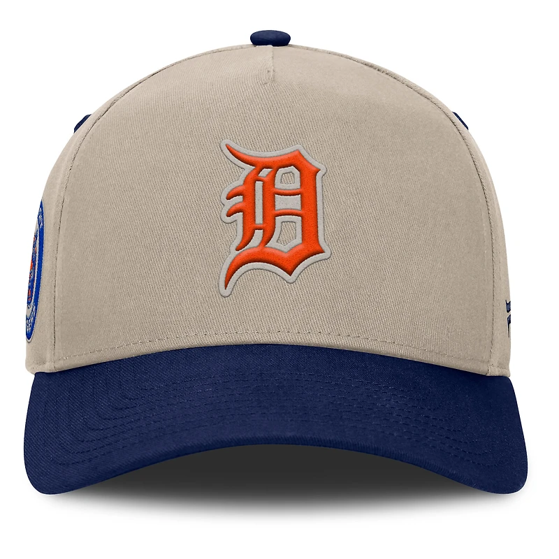 Men's Fanatics Khaki/Navy Detroit Tigers Veteran A-Frame Adjustable Hat