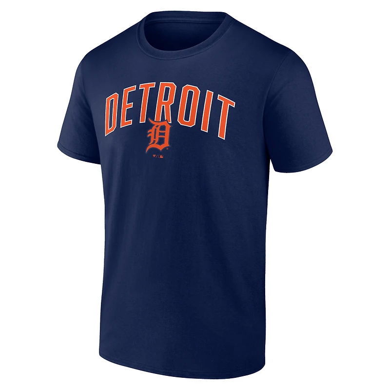 Ensemble combiné t-shirt et short Fanatics pour hommes bleu marine/gris chiné Detroit Tigers Arch
