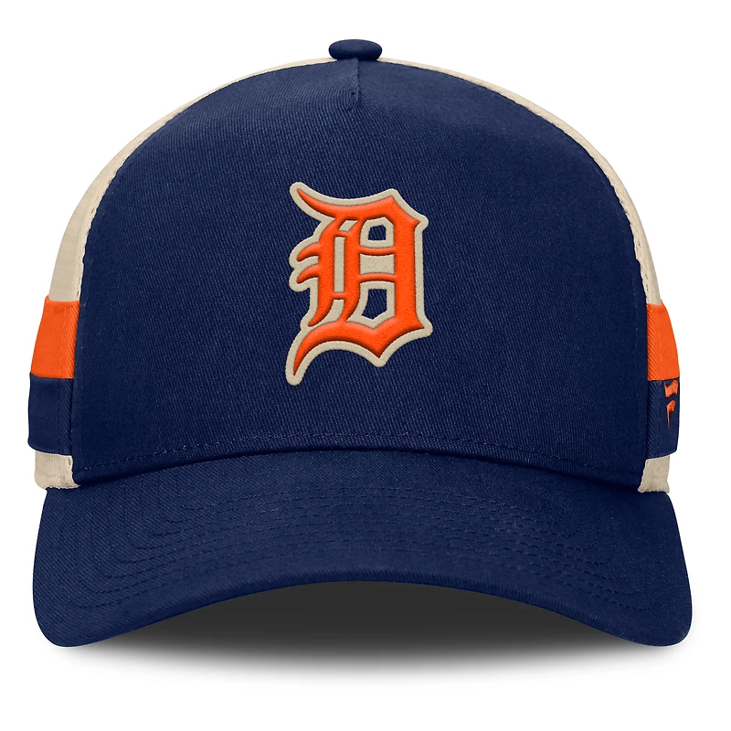 Men's Fanatics Navy/Natural Detroit Tigers Inherited Side Stripe Trucker Adjustable Hat