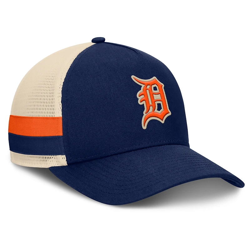 Men's Fanatics Navy/Natural Detroit Tigers Inherited Side Stripe Trucker Adjustable Hat